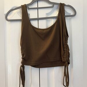 Dark Green Ruched Side Tank Top